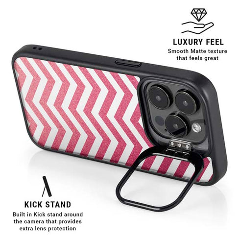 Pink Chevron iPhone 15 Pro Kickstand Case